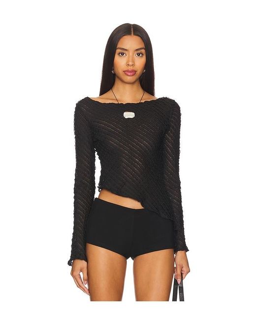 superdown Black Fringe Trim Lace Top