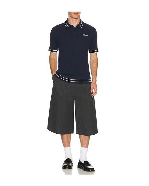 Khalhon Blue Varsity Tipped Rib Polo for men
