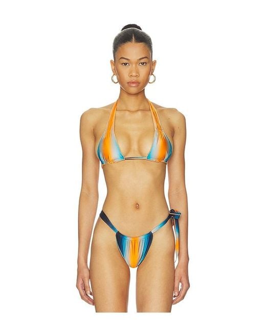 Indah Orange Kacey Halter Bikini Top