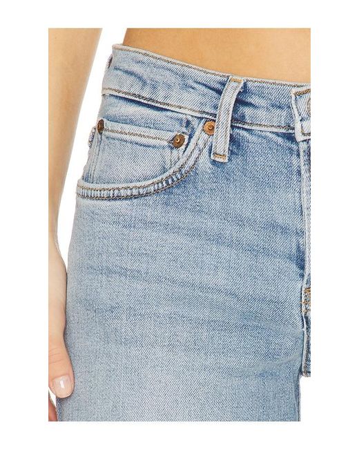 Re/done Blue Mid Rise Wide Leg Jeans