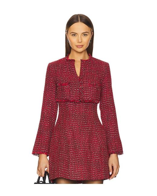 Bardot Red Karoline Boucle Cropped Jacket