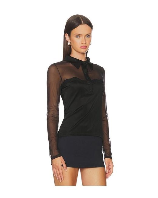 Generation Love Black Brio Mesh Top