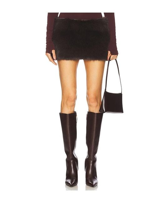 Lamarque Black Arcila Faux Fur Skirt