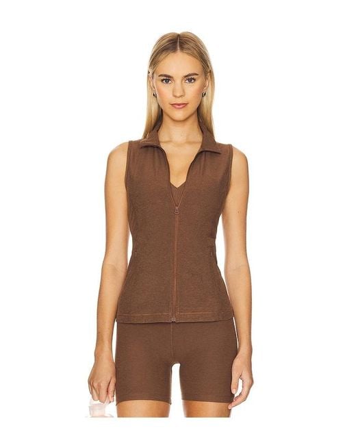 Beyond Yoga Brown Venice Zip Front Vest