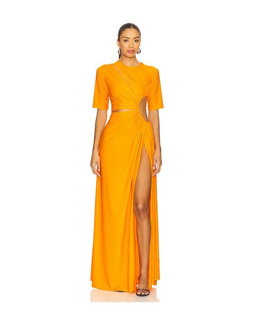 Sid Neigum Orange X Revolve Gathered Slit Dress