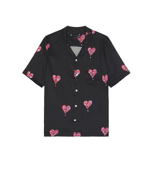 AllSaints Black Ikuma Breakup Short Sleeve Shirt for men