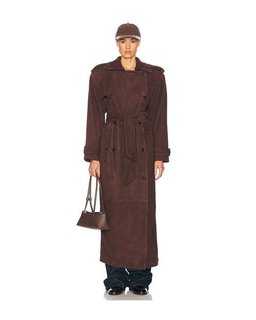Helsa Black Suede Trench Coat