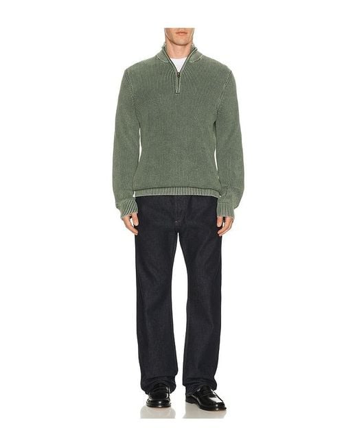 Faherty Brand Green Sunwashed Quarter Zip Sweater for men