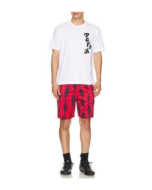 by Parra Red Waved Mesh Shorts for men
