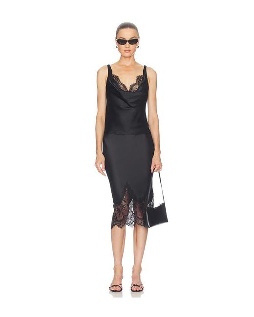Norma Kamali Black Bias Half Slip Skirt With Lace