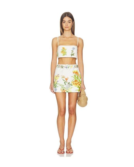 Hemant & Nandita Yellow Mini Skirt With Buckle Belt