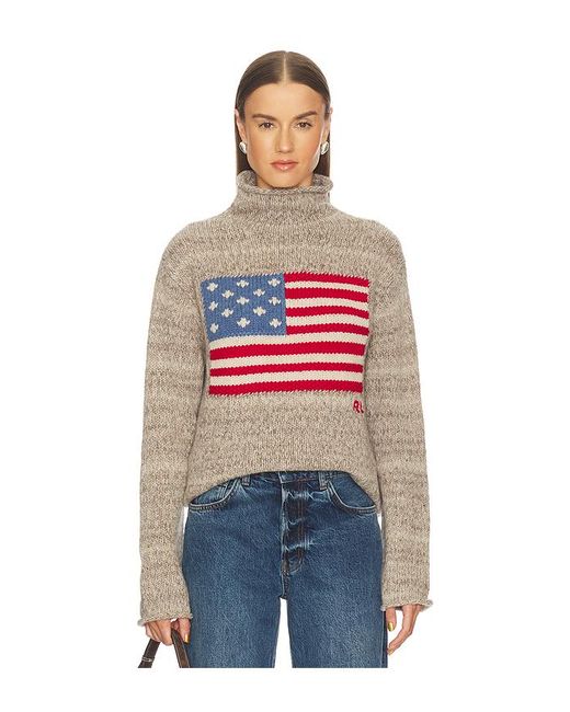 Polo Ralph Lauren Multicolor Flag Wool Blend Turtleneck Sweater
