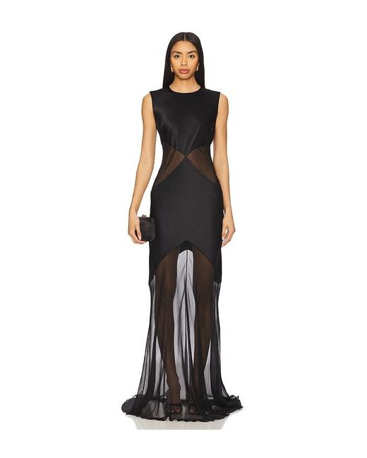 Alejandra Alonso Rojas Black Abstract Sheer Gown