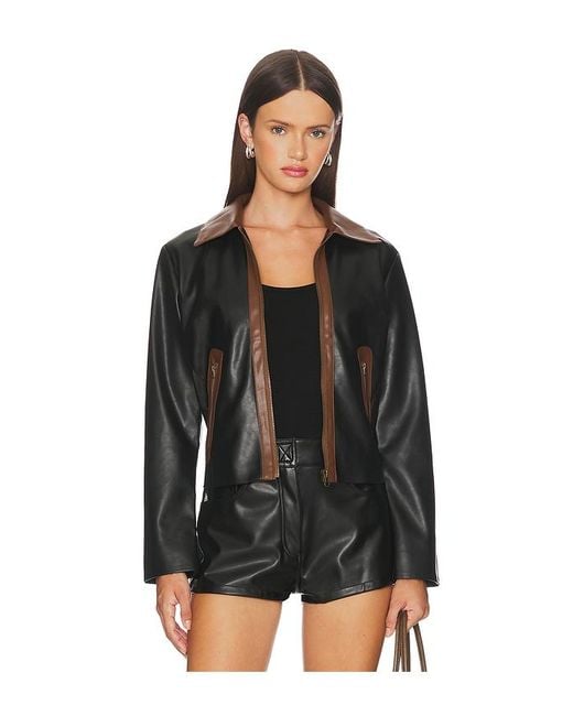 Central Park West Black Jacke Aus Lederimitat Atlas