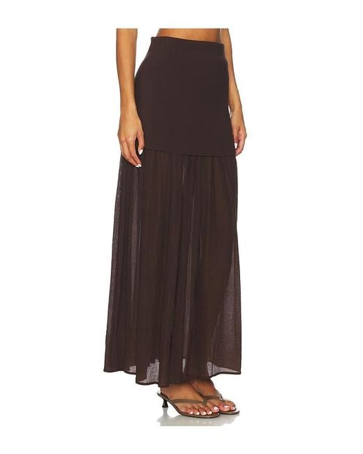 Line & Dot Brown Rhone Mix-Media Skirt