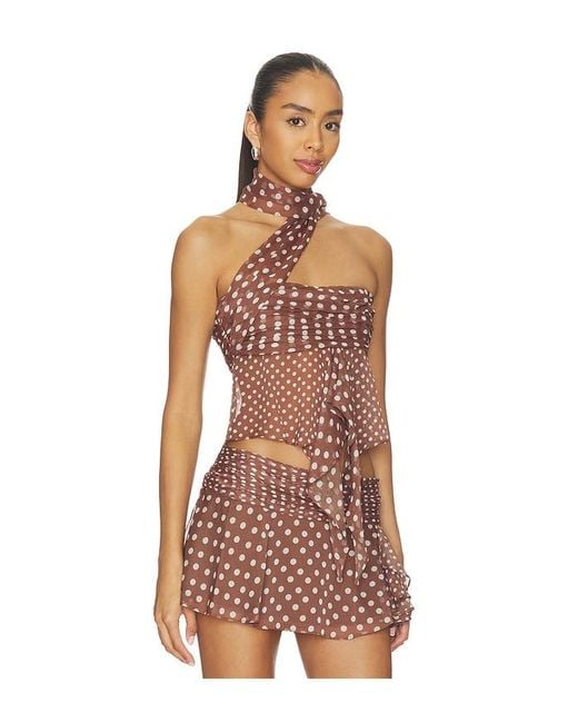 GUIZIO Brown Chiffon Wrap Top