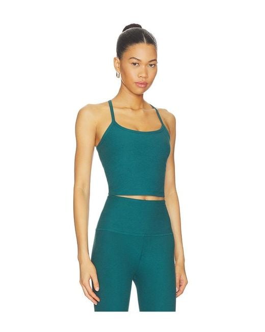 Beyond Yoga Blue Spacedye Slim Racerback Cropped Tank Top