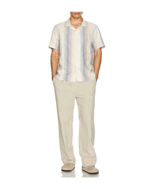 Vince White Marina Stripe Short Sleeve Cabana Shirt for men