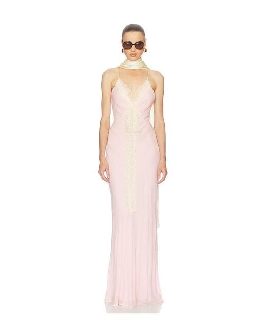 Helsa White Sheer Georgette Gown With Lace
