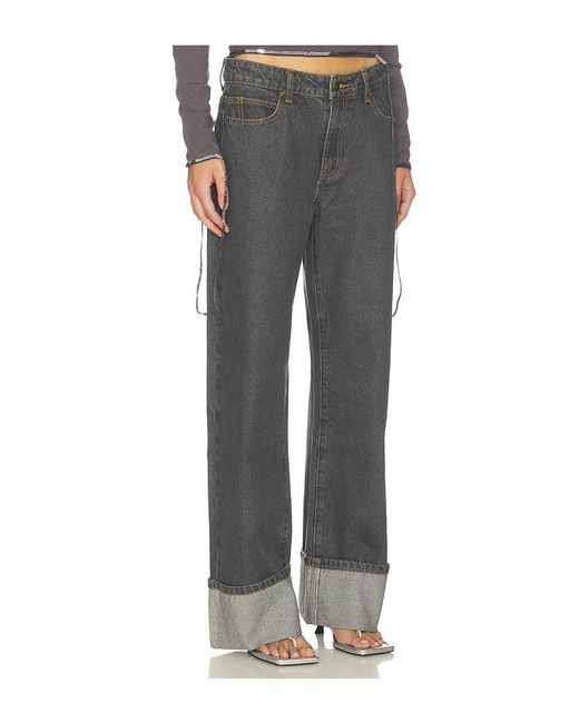 Lioness Gray Top Model Cuffed Jeans