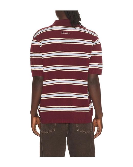 DUNST Red Multi Striped Polo for men