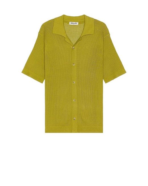 Rolla's Yellow Bowler Grid Knit Shirt for men