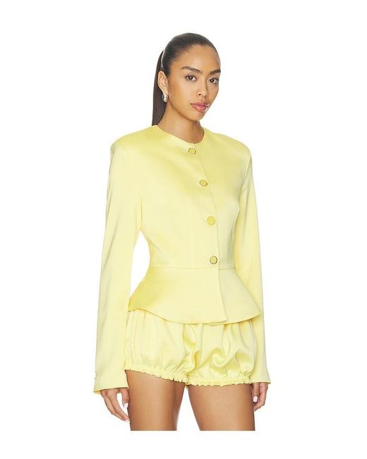 Milkwhite Yellow Satin Button Up Blazer