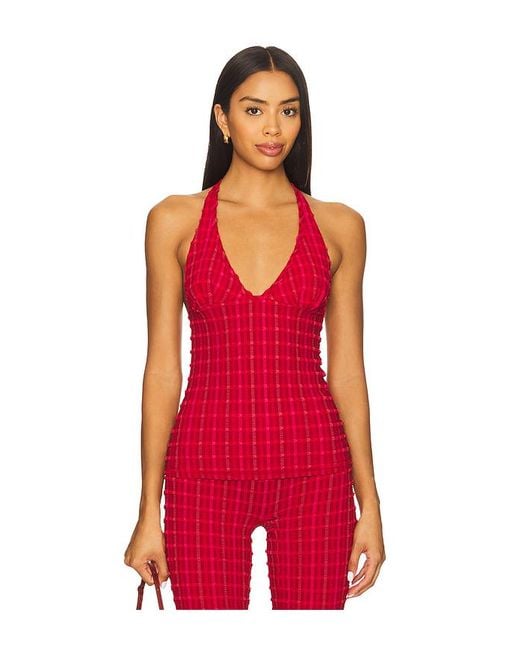 Peachy Den Red The Cindy Halter Top