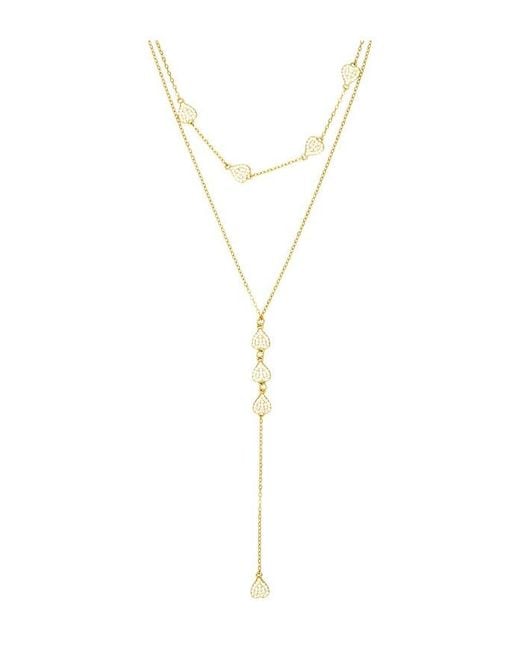 Mazin Jewels Metallic Pave Heart Lariat Necklace