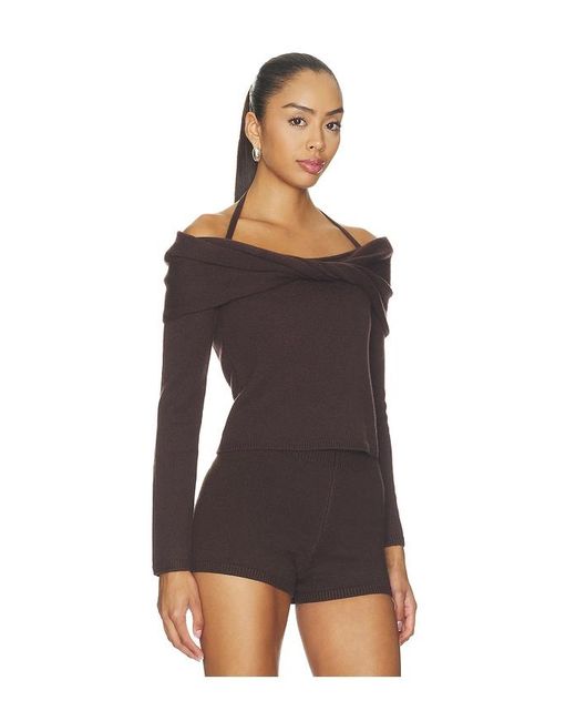 Jonathan Simkhai Black Cambria Long Sleeve Off Shoulder Top