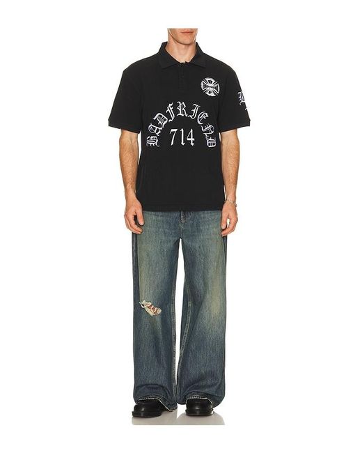 Badfriend Black Best Out Embroidered Knit Polo for men