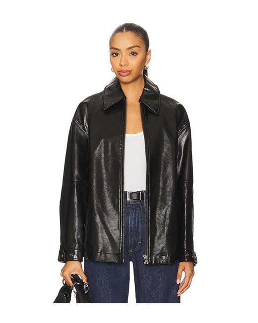 Free People Black X We The Free Sloane Faux Leather Jacket