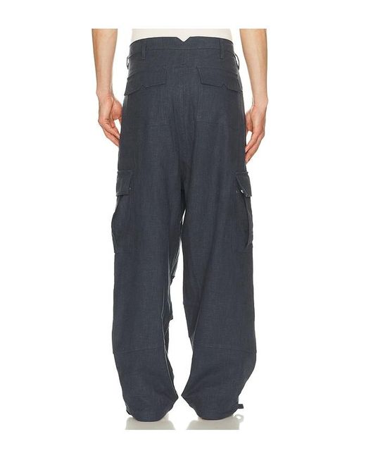 Rhude Black Linen Parachute Pant for men