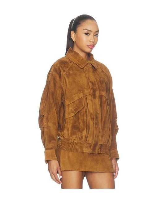 AEXAE Brown Leather Suede Rr Jacket