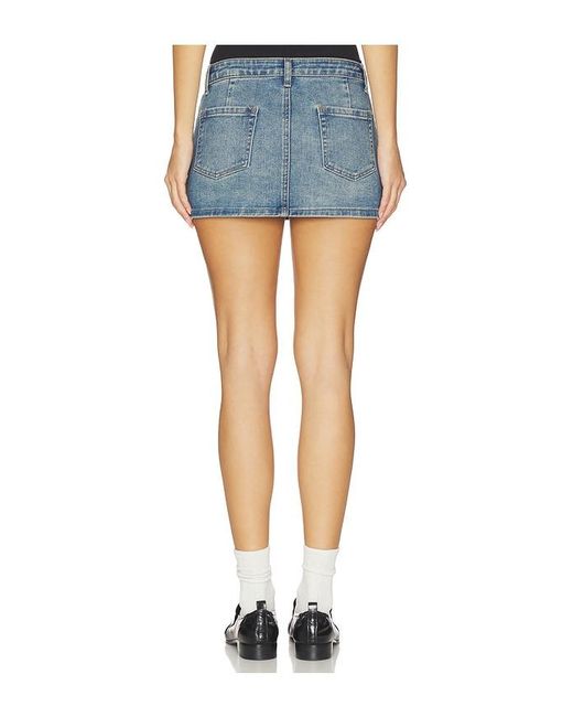 superdown Blue Lathan Denim Mini Skirt