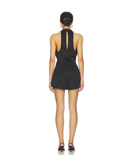 Jonathan Simkhai Black Halia Draped Satin Romper