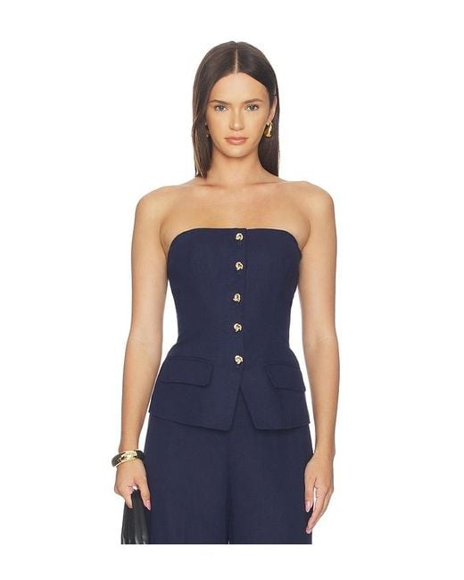 Generation Love Blue Quinn Linen Bustier