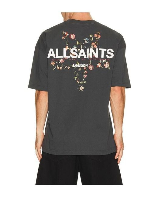 AllSaints Black Pentacle Crew Neck Tee for men