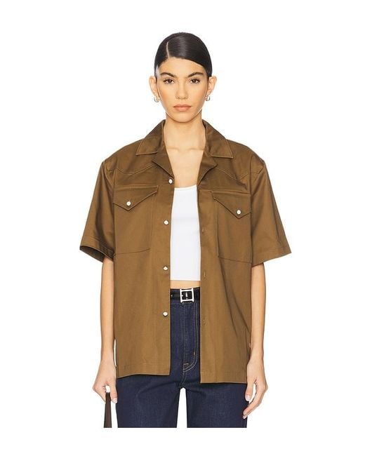 WAO Brown Satin Western Short Sleeve Shirt for men