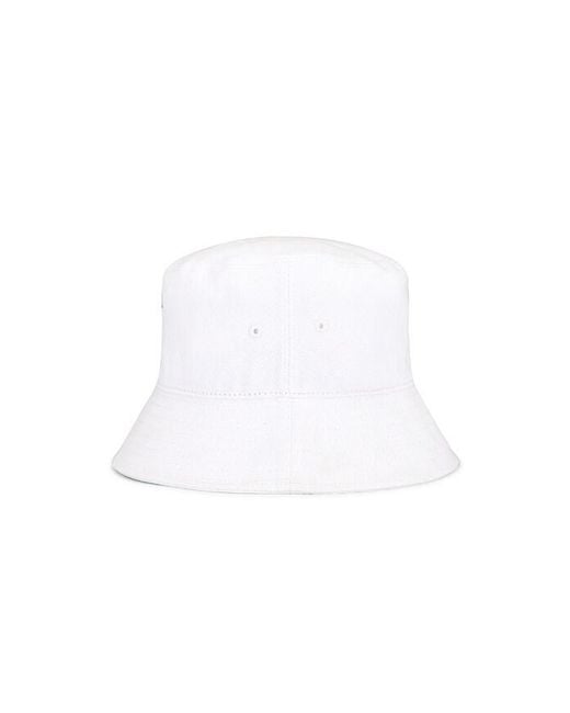 Siegelman Stable White Embroidered Bucket Hat for men