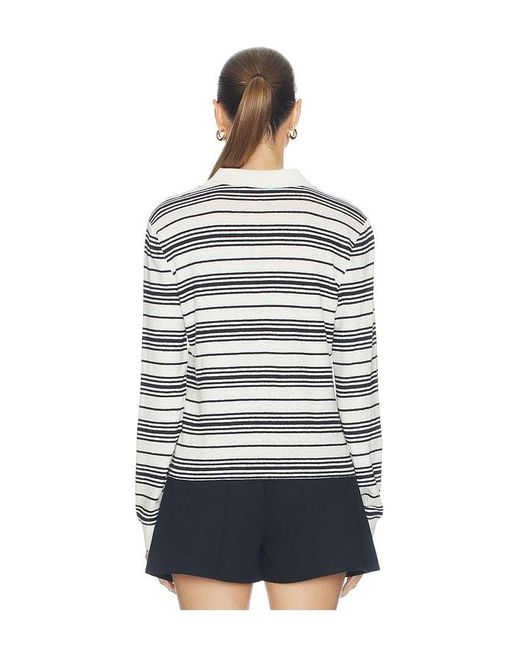 FRAME Blue The Striped Long Sleeve Polo