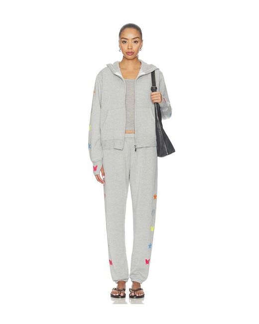 Lauren Moshi White Leann Zip Up Hoodie