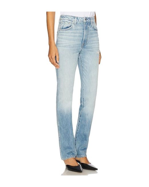GRLFRND Blue Sara Super High Rise Straight Jeans