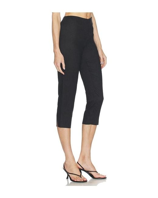 AEXAE Black Linen Capri Pant