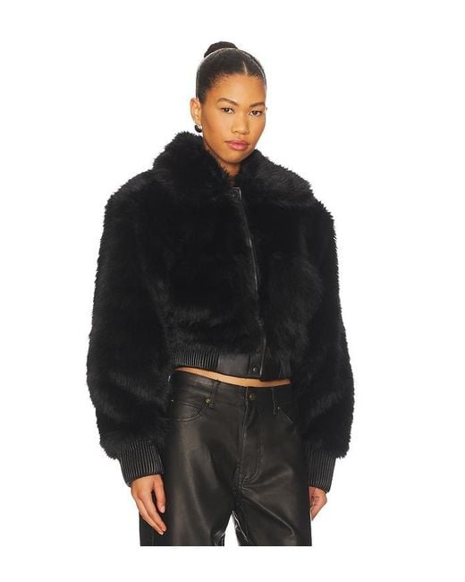 AFRM Black Adelaide Faux Fur Bomber Jacket