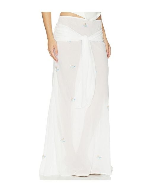 Anna October White Oriana Maxi Skirt With Embroidery
