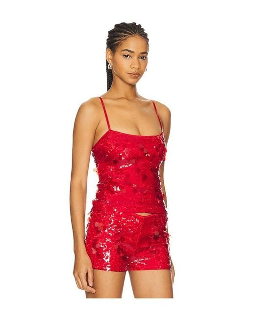 GUIZIO Red Paillette Cami