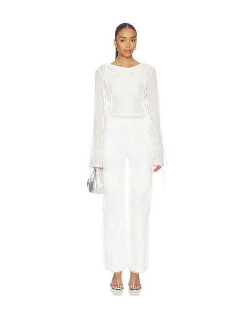 MARRKNULL White Mesh Panel Long Pant