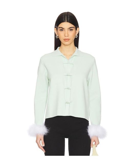 Sleeper White Crane Knitted Cardigan With Detachable Feathers