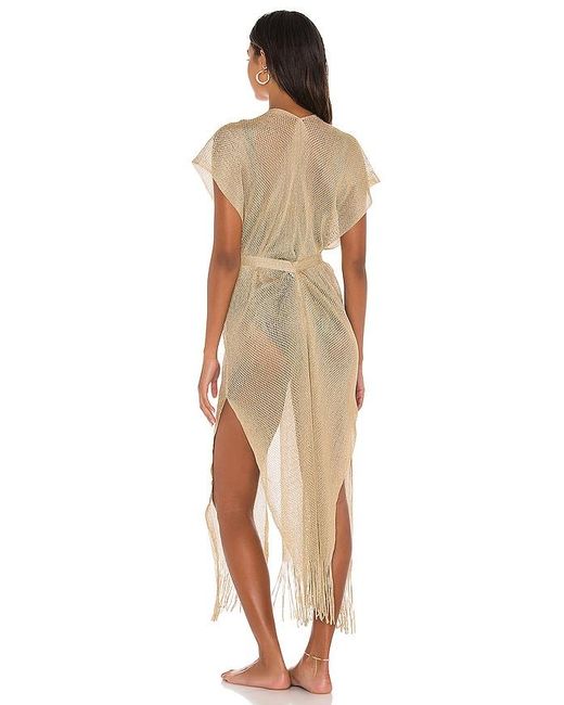 Luli Fama Metallic Golden Queen Long Caftan